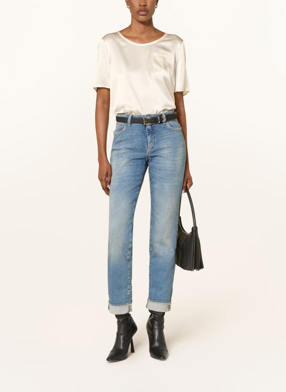 MARC CAIN Blouse van gemengde stoffen met zijde 112 bright ecru