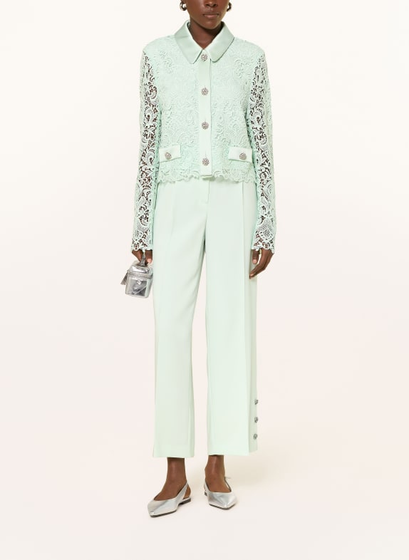 MARC CAIN Blazer van opengewerkt kant met sierstenen 502 misty jade