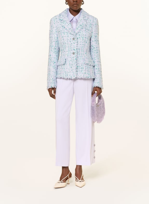 MARC CAIN Tweedblazer met pailletten en strass-steentjes 502 misty jade
