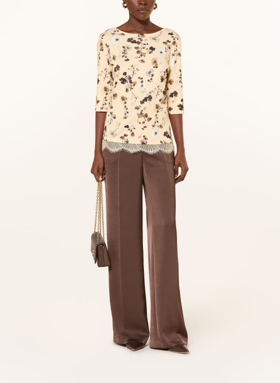 MARC CAIN Shirt met 3/4-mouwen en kant 126 lamb`s wool