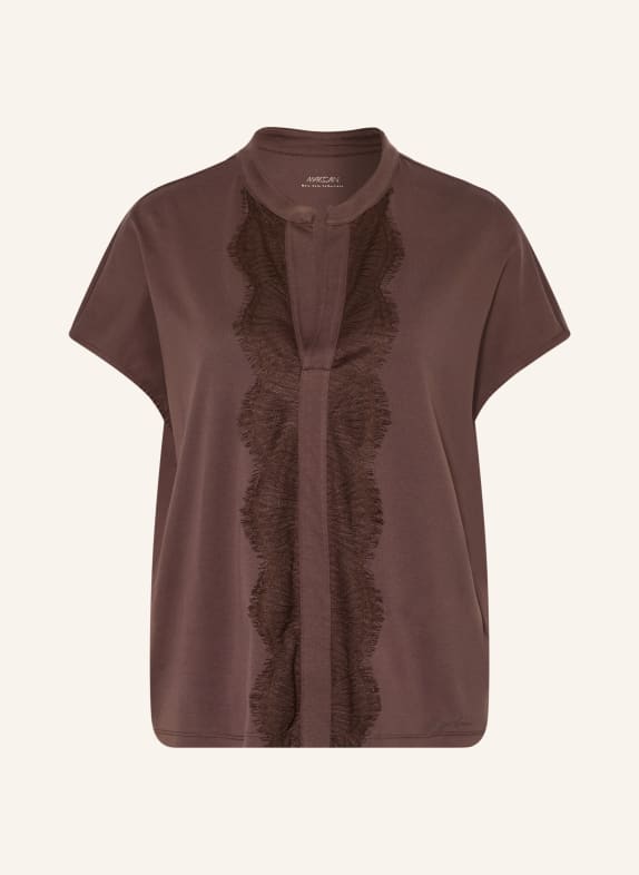 MARC CAIN T-Shirt mit Spitze 697 seal brown