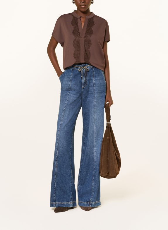 MARC CAIN T-shirt met kant 697 seal brown