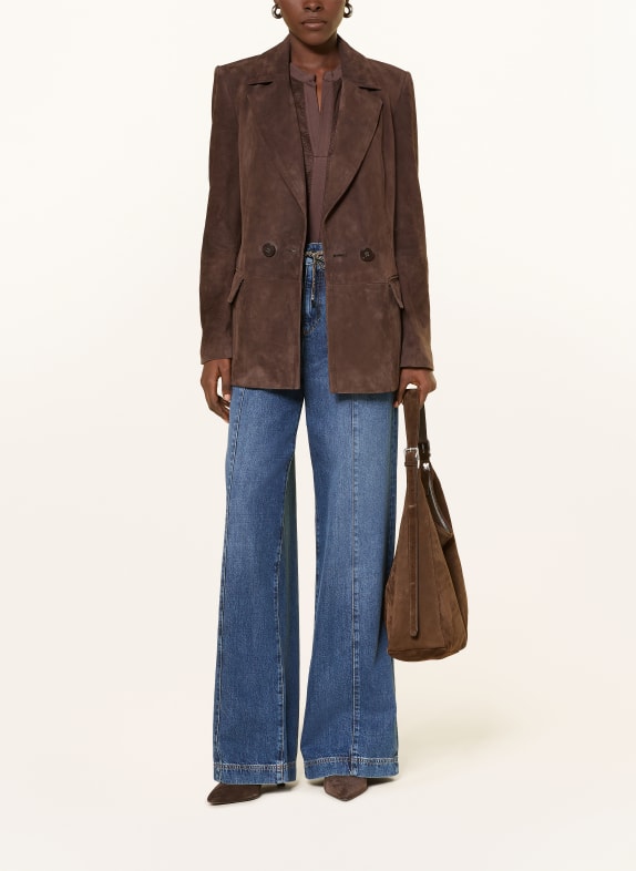 MARC CAIN Leren blazer 697 seal brown
