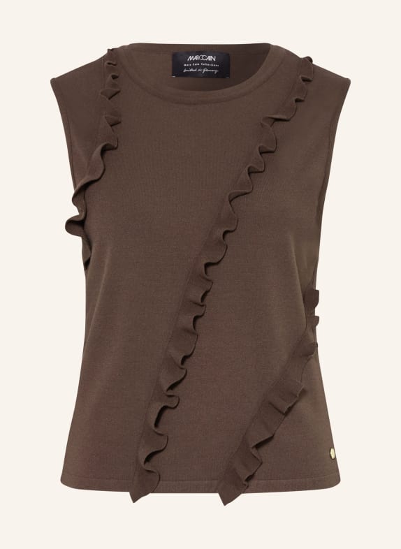 MARC CAIN Stricktop mit Volants 697 seal brown