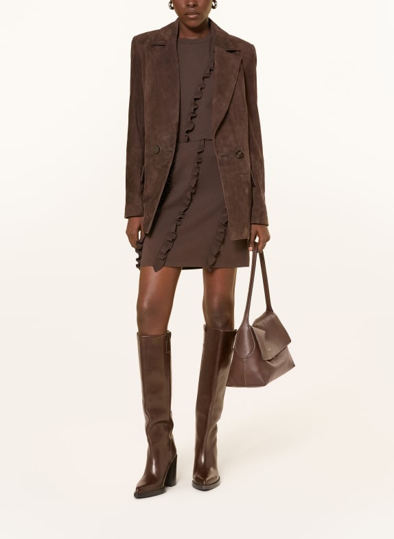 MARC CAIN Gebreide rok met volants 697 seal brown