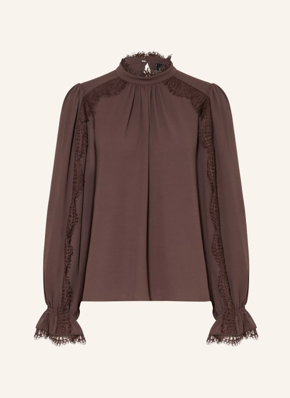 MARC CAIN Blusenshirt mit Spitze 697 seal brown