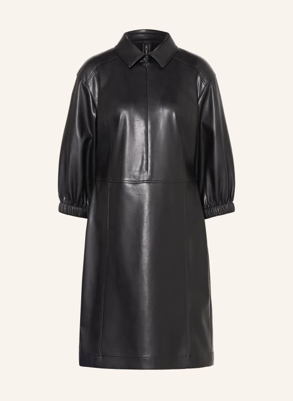 MARC CAIN Leather-look dress with 3/4 sleeves 900 black new