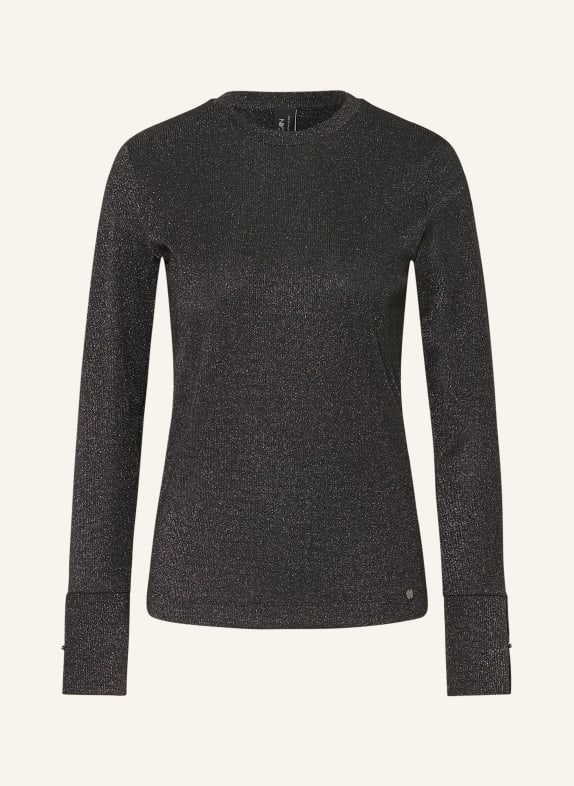 MARC CAIN Long-sleeve shirt with glitter yarn 900 black new