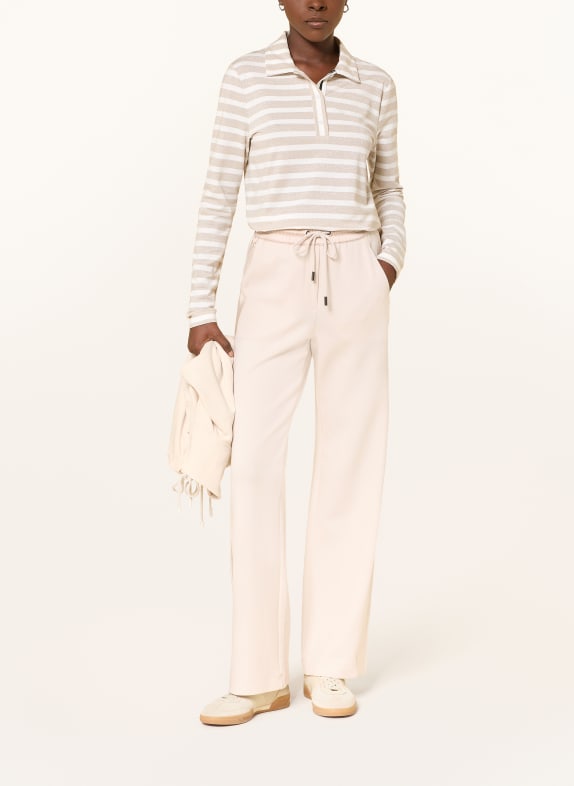MARC CAIN Jersey-poloshirt met glittergaren 414 champagne gold