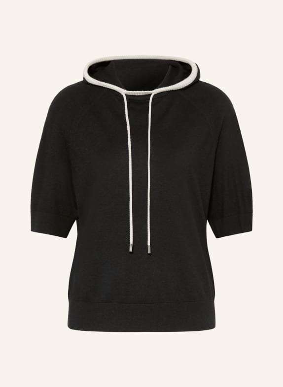 MARC CAIN Bluza z kapturem z dzianiny 900 black new