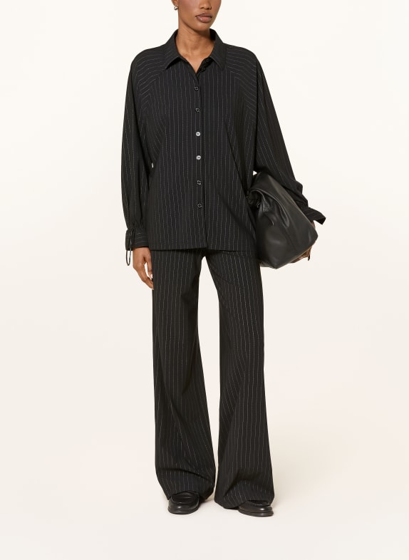 MARC CAIN Oversized overhemdblouse 982 black and smoke