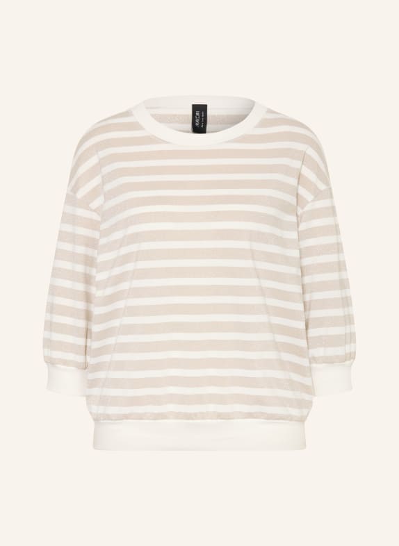 MARC CAIN T-shirt med 3/4-ärmar och glittertråd 414 champagne gold