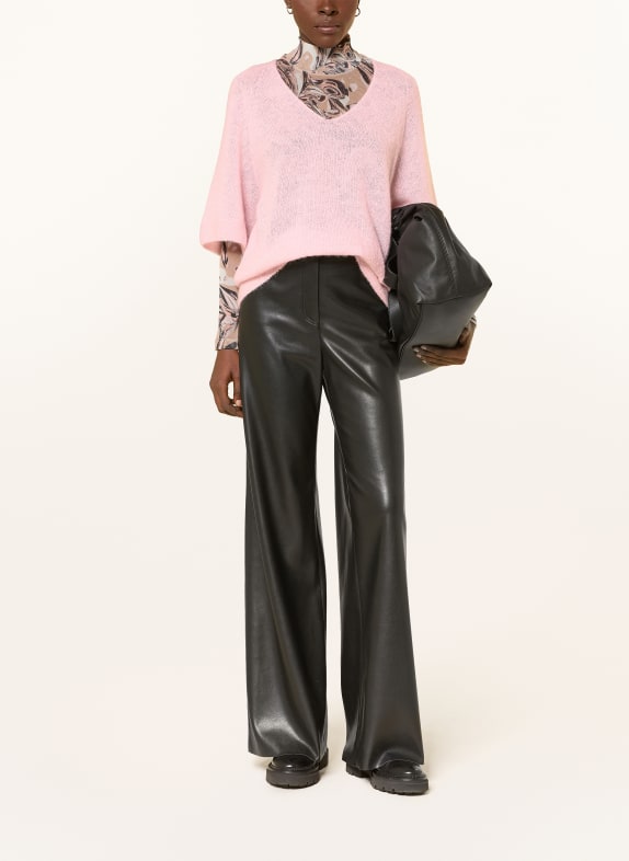 MARC CAIN Gebreid shirt met alpaca en mohair 208 chalk pink