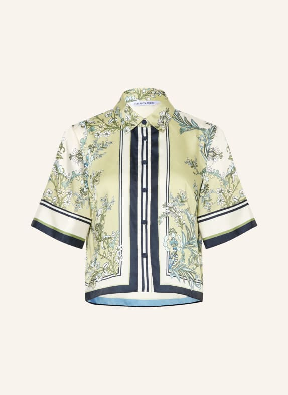 Veronica Beard Hemdbluse CLEAN SPRUCE aus Satin CREME / HELLGRÜN / SCHWARZ
