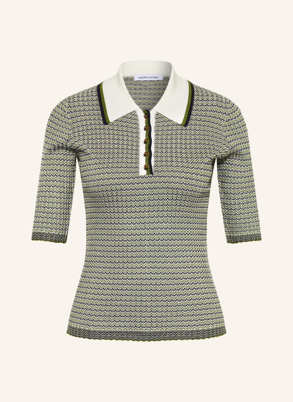 Veronica Beard Strick-Poloshirt SOZA GRÜN / DUNKELBLAU / WEISS