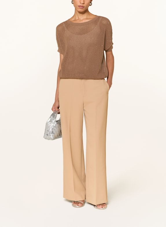 monari Gebreid shirt met sierstenen TAUPE