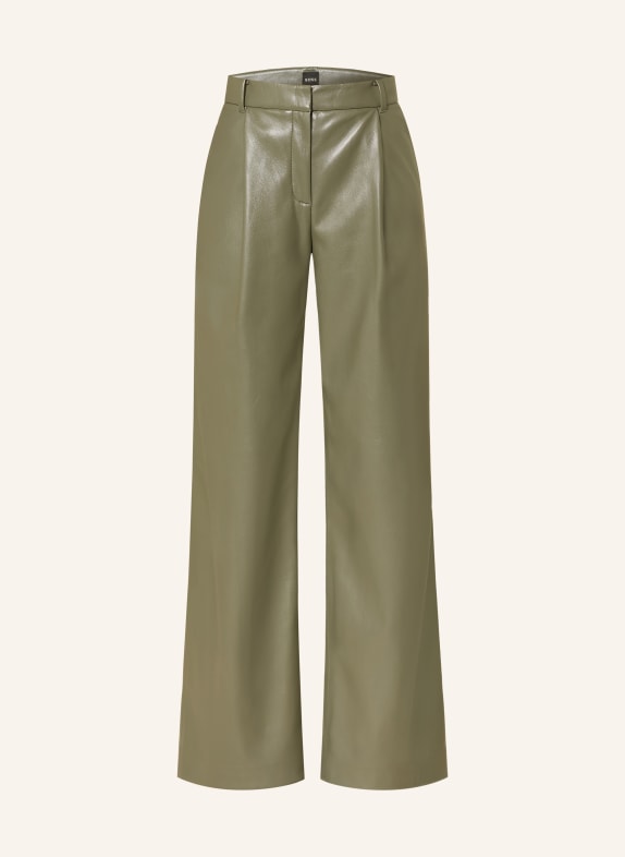BOSS TIANA-broek in leerlook KAKI
