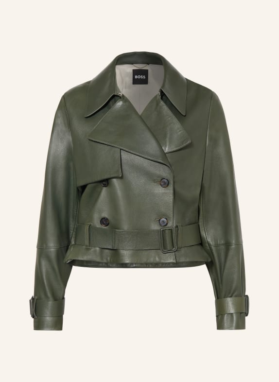 BOSS Kurtka skórzana SATELA KHAKI