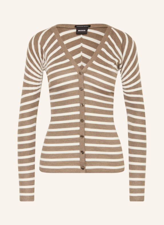 BOSS FAYANI Cardigan BROWN / WHITE