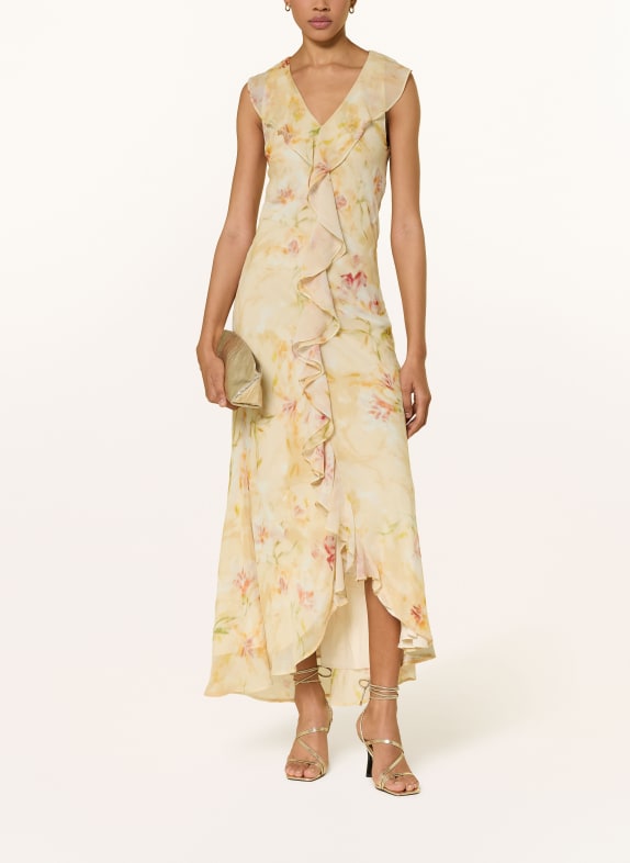 NEO NOIR Kleid ZELLA mit Volants HELLGELB / ROT / ORANGE