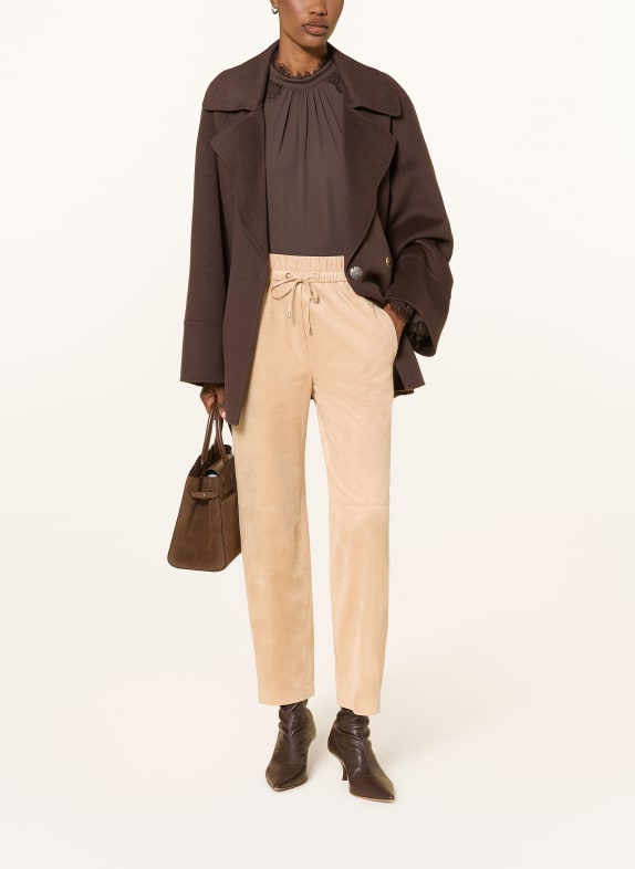 MARC CAIN Broek RANCHI in leerlook 610 light stone