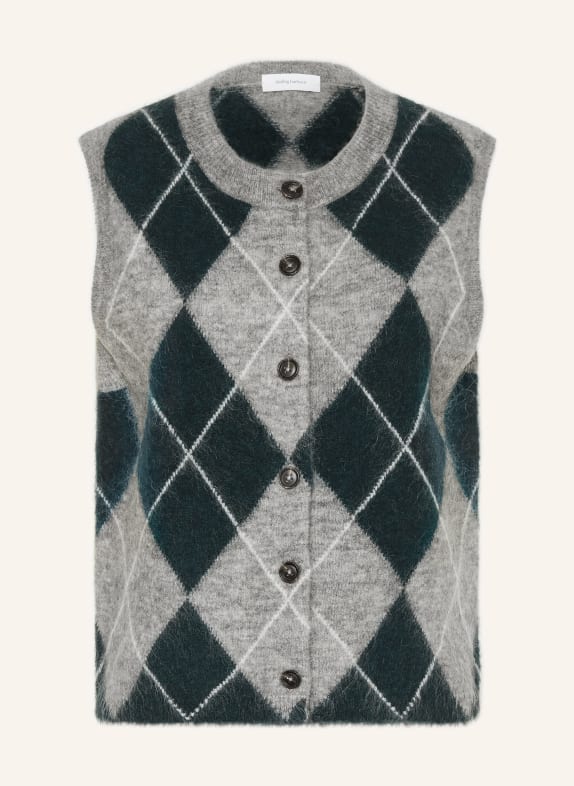 darling harbour Vestă tricotată cu mohair Bottle Green/Grey Melange