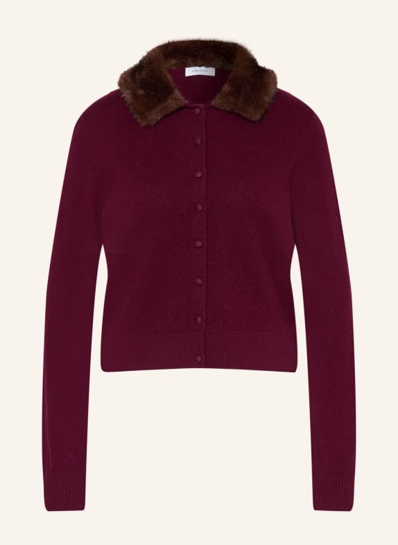 darling harbour Cardigan with detachable collar deep merlot