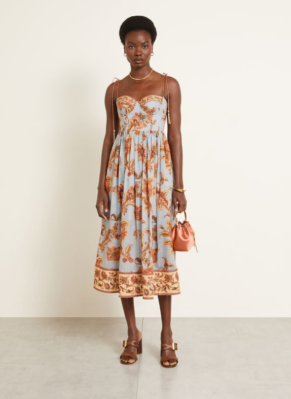 ZIMMERMANN Cocktailkleid ASTER HELLBLAU / BRAUN / GRÜN