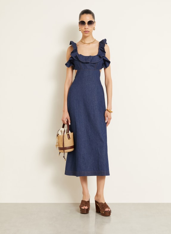 ZIMMERMANN Robe de cocktail ASTER à volants BLEU FONCÉ