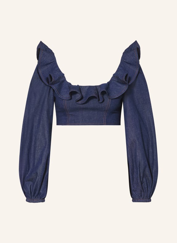 ZIMMERMANN Chemisier en jean ASTER à volants BLEU FONCÉ