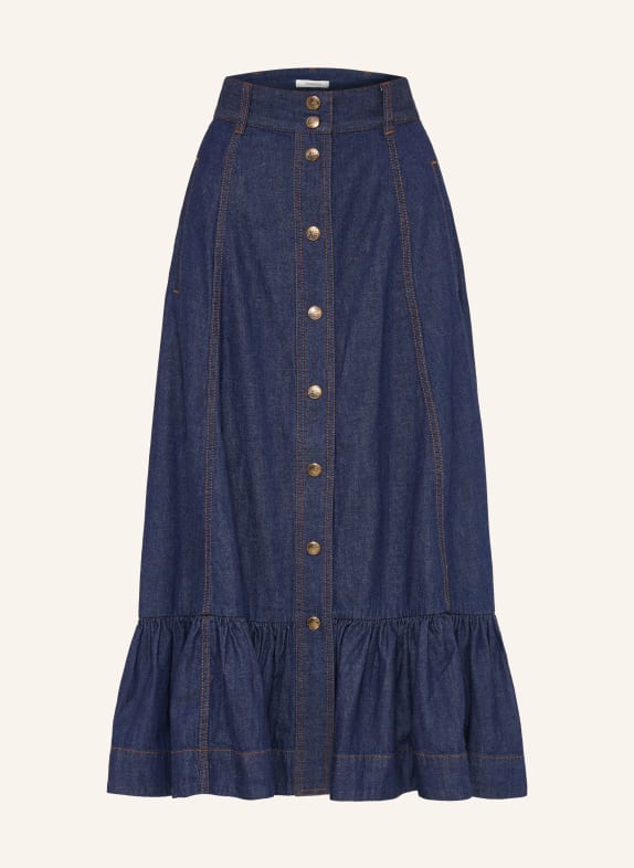 ZIMMERMANN Jeansrock ASTER mit Rüschen DUNKELBLAU