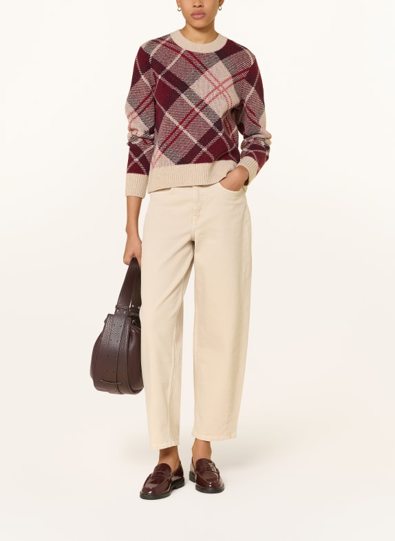 Barbour Trui STEVIE DONKERROOD / BEIGE / ROOD