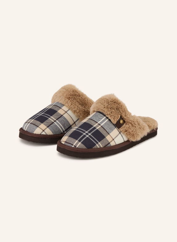 Barbour CLAUDIA slippers with faux fur BROWN / BEIGE / BLUE