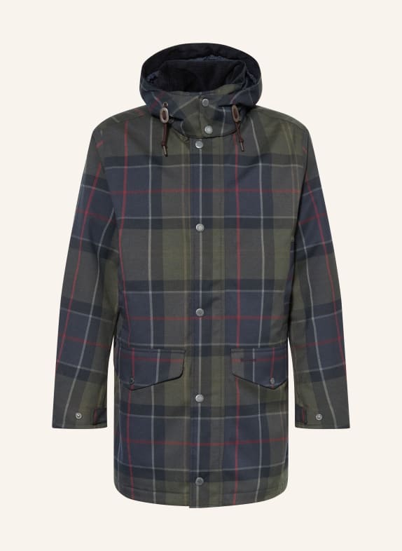 Barbour Parka LONNEN mit abnehmbarer Kapuze DUNKELBLAU / DUNKELROT / DUNKELGRÜN