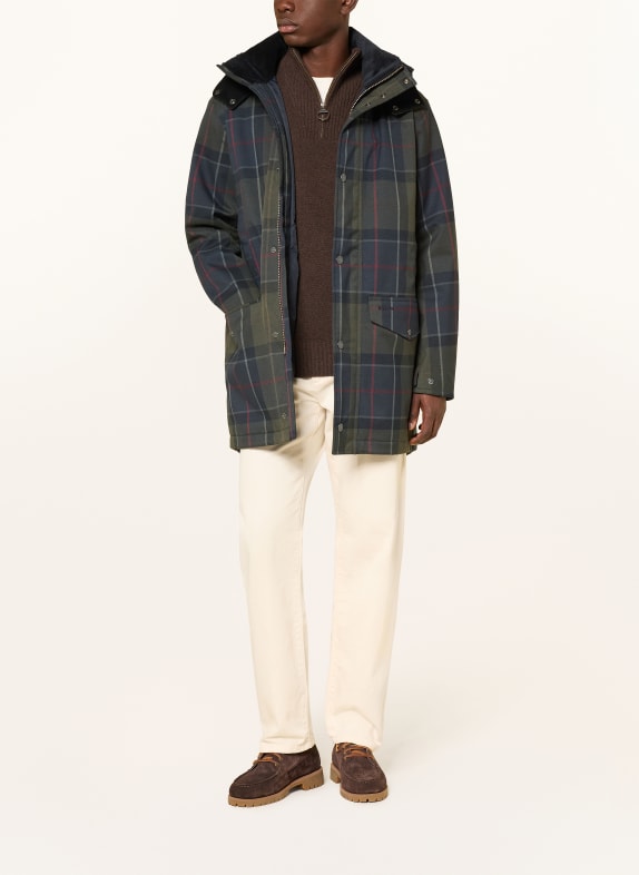 Barbour Parka LONNEN cu glugă detașabilă ALBASTRU ÎNCHIS / ROȘU ÎNCHIS / VERDE ÎNCHIS