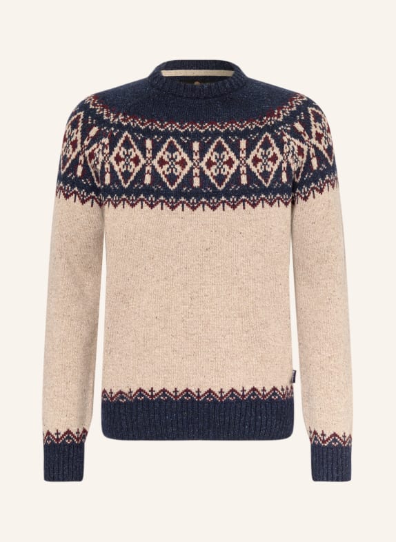 Barbour Pullover TISBURY CREW DUNKELBLAU / CAMEL / DUNKELROT