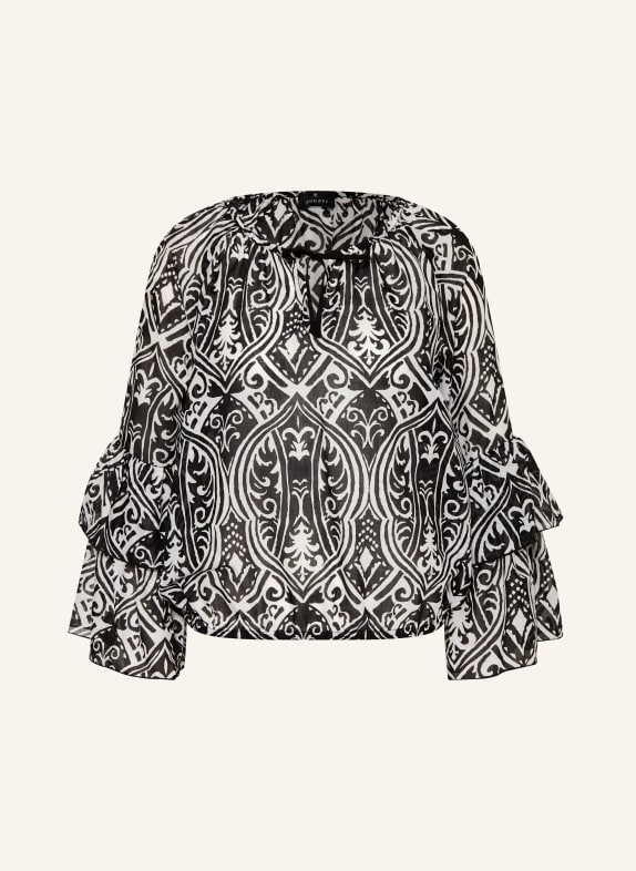 monari Blusenshirt mit 3/4-Arm und Rüschen SCHWARZ / WEISS