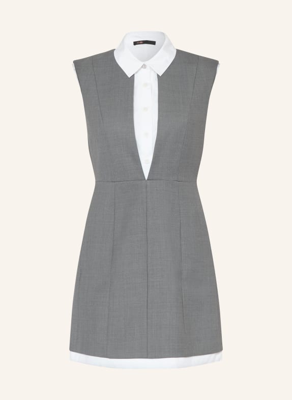 maje Kleid im Materialmix GRAU / WEISS