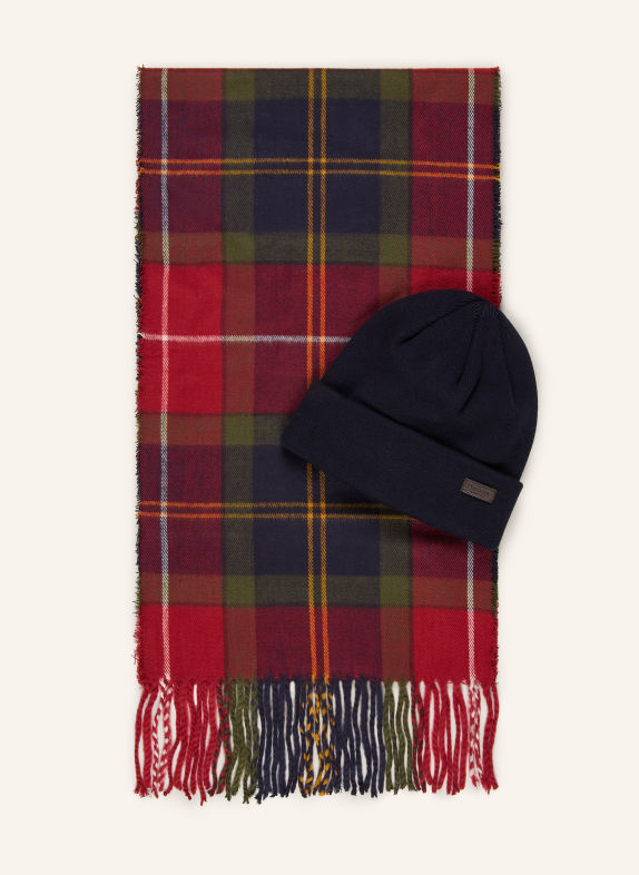 Barbour Sada: šála a čepice ČERVENÁ / ZELENÁ / ČERNÁ