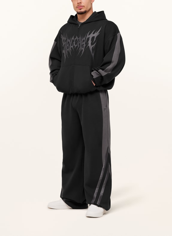 GYMSHARK Veste sweat oversize NOIR / GRIS FONCÉ