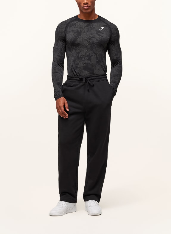 GYMSHARK Longsleeve GEO SEAMLESS SCHWARZ / DUNKELGRAU / WEISS