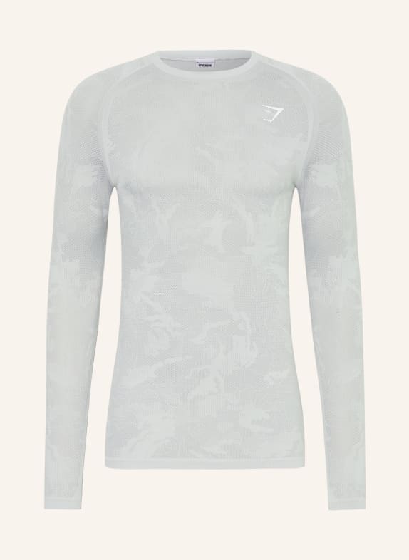 GYMSHARK Longsleeve GEO SEAMLESS HELLGRAU / WEISS