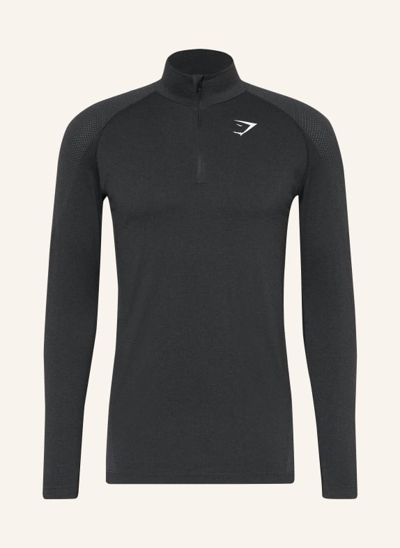 GYMSHARK Longsleeve VITAL SEAMLESS SCHWARZ / WEISS