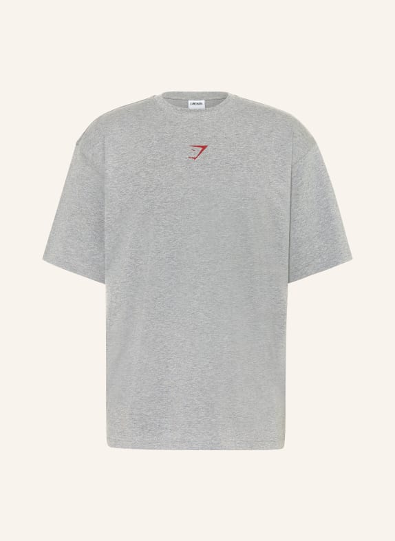 GYMSHARK Oversized-Shirt POWER GRAU / DUNKELROT