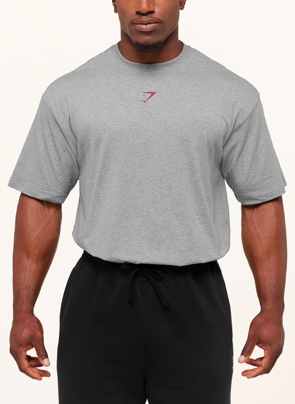 GYMSHARK Oversized-Shirt POWER GRAU / DUNKELROT