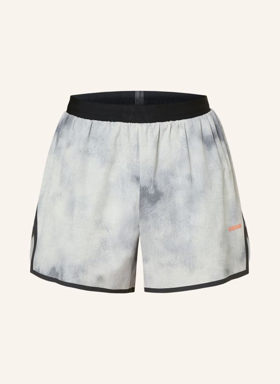 GYMSHARK 2-in-1-Trainingsshorts HYBRID 5" GRAU / ORANGE / SCHWARZ