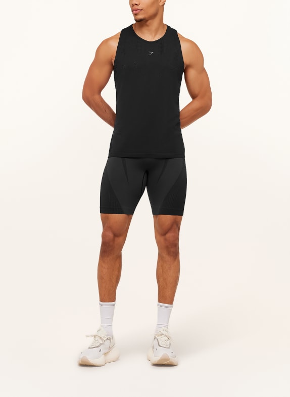 GYMSHARK 2-in-1-Laufshorts SEAMLESS RUNNING SCHWARZ / DUNKELGRAU