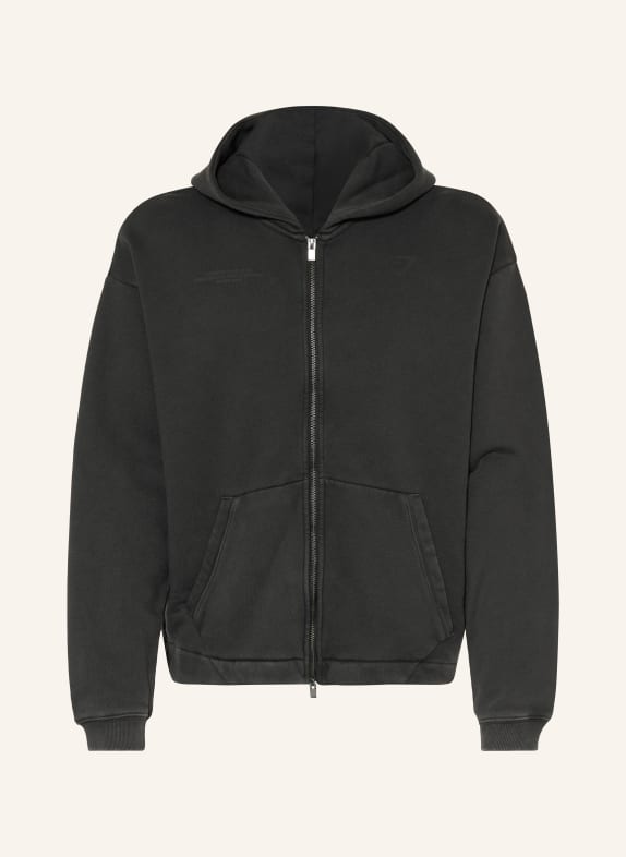 GYMSHARK Sweatjacke CONDITIONING CLUB WASHED SCHWARZ