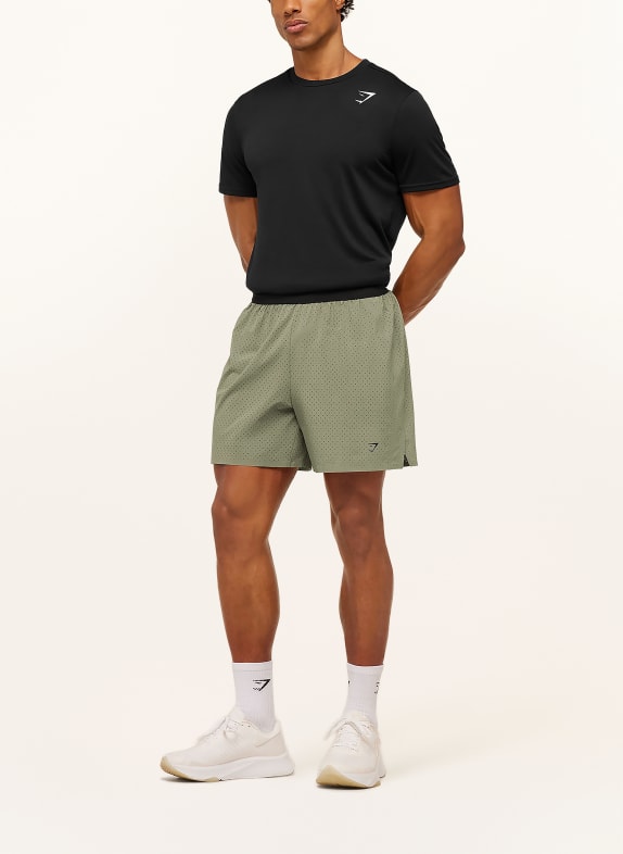 GYMSHARK 2-in-1-Trainingsshorts SPORT ZERO 5" OLIV / SCHWARZ