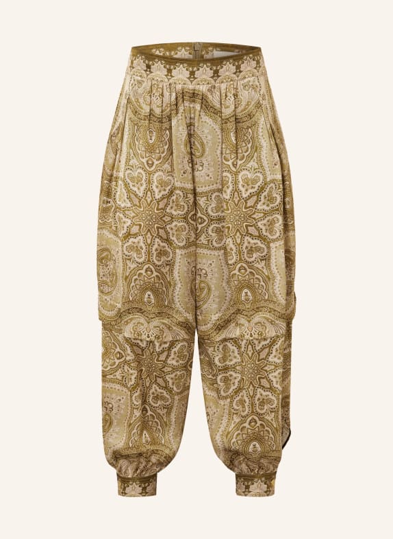 ZIMMERMANN Seidenhose LUNA OLIV / HELLBRAUN / HELLGRÜN